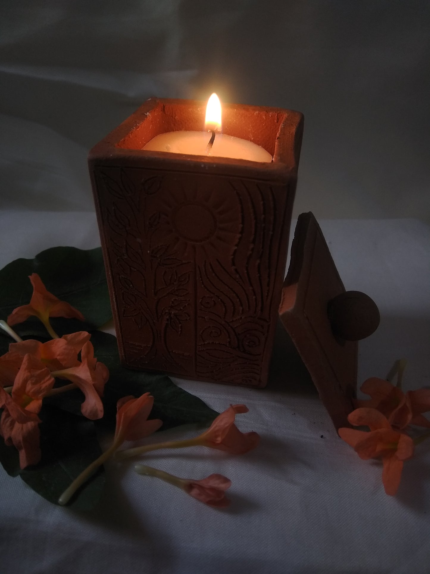 Shaktipadam Handmade Terracotta Aroma Candle: A Beacon of Tranquility and Spiritual Enlightenment